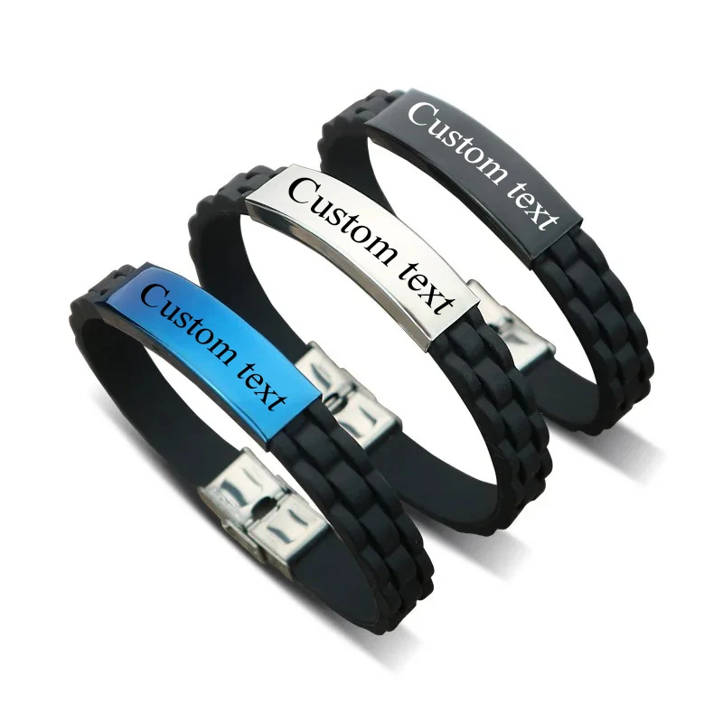 Personalized Custom Name Men Stainless Steel Bracelet watchband Women Silicone Engrave Logo Id Bracelets Gift Jewelry
Personalized Custom Name Men Stainless Steel Bracelet watchband Women Silicone Engrave Logo Id Bracelets Gift Jewelry