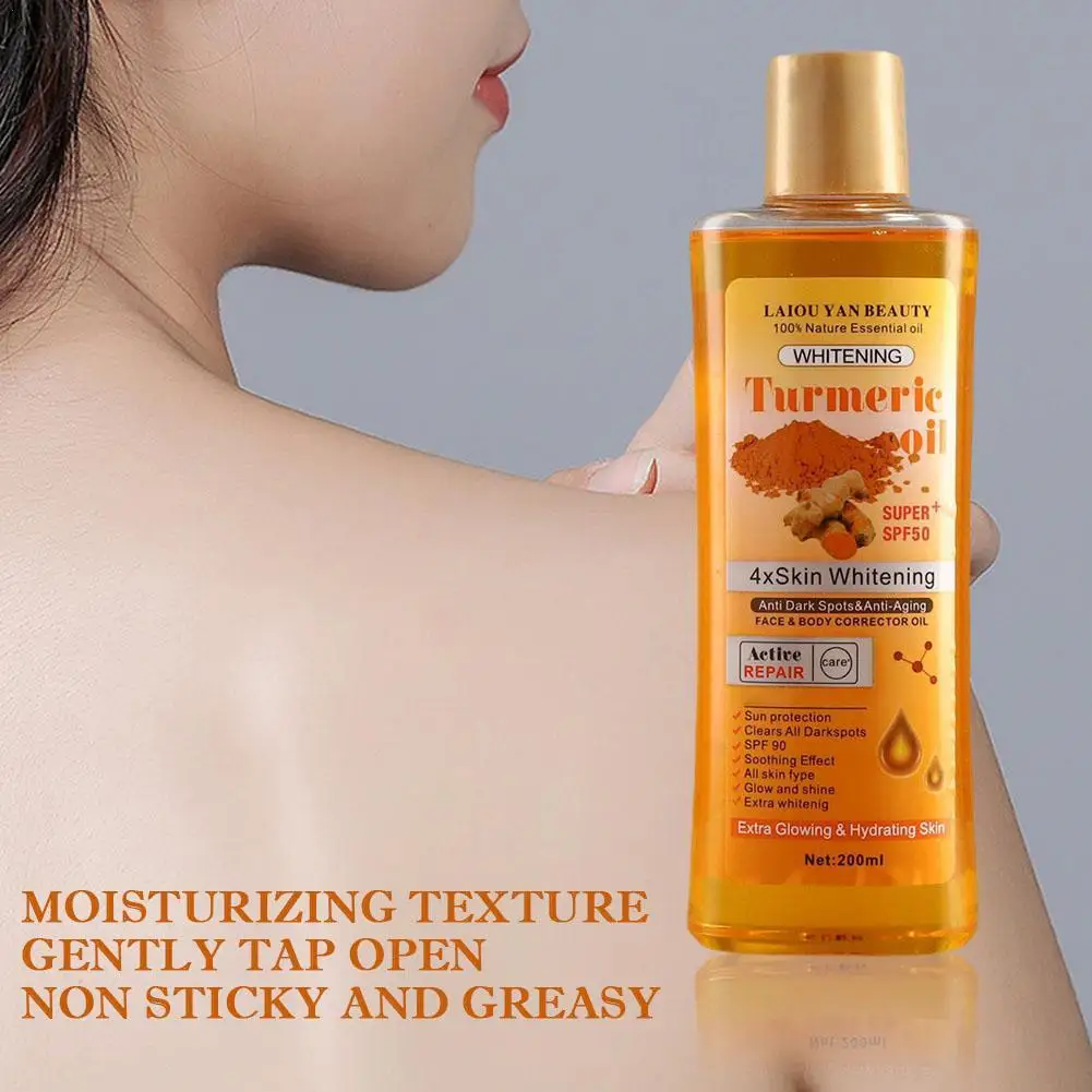 

1 Pc Turmeric Essential Oil 200ml For Face & Body Anti Dark Spots Anti Aging 100% Natural Oil Skin Whitening And Hydrating