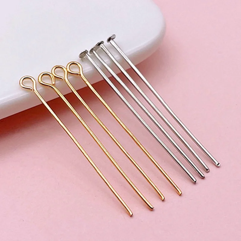 

100pcs 30mm T/Eye Pins 0.7mm/0.6mm Gold/Silver Color Metal Pin For DIY Hooks Earrings Findings Handmade Crafts Jewelry Making