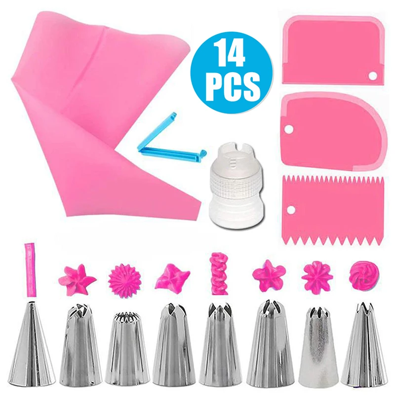 14pcs/Set Silicone Pastry Bag Tips Icing Piping Cream Cake Decorating Tools Reusable Pastry Bags+8 Nozzle Set+3 Cream Scraper
14pcs/Set Silicone Pastry Bag Tips Icing Piping Cream Cake Decorating Tools Reusable Pastry Bags+8 Nozzle Set+3 Cream Scraper