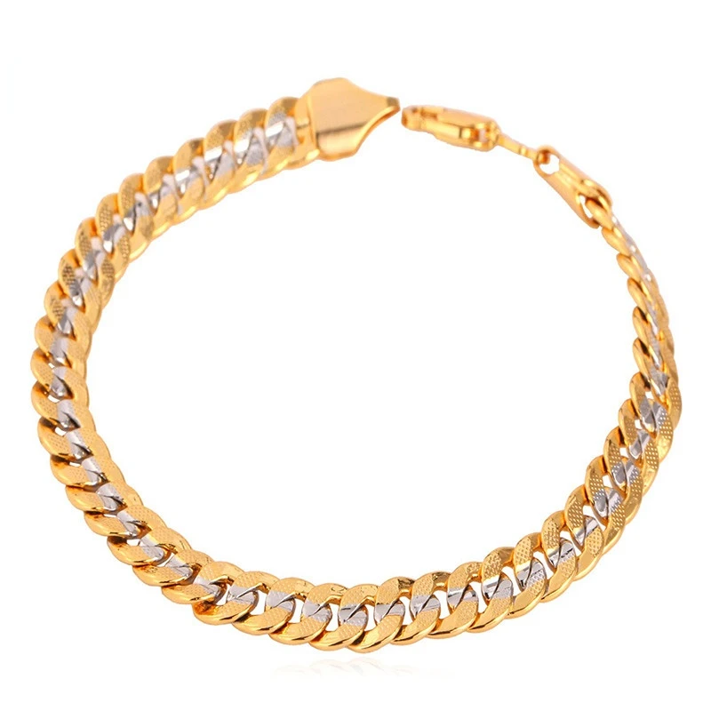 Vintage Cuban Curb Chain Bracelet Two-Tone Gold Plated Link Chains 6MM/21CM Men Jewelry Gift
Vintage Cuban Curb Chain Bracelet Two-Tone Gold Plated Link Chains 6MM/21CM Men Jewelry Gift