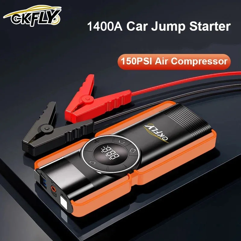 New 4 IN 1 1400A Car Jump Starter 150PSI Air Compressor 16000mAh Power Bank Air Pump Tire Inflator Car Ignition Starter Booster
New 4 IN 1 1400A Car Jump Starter 150PSI Air Compressor 16000mAh Power Bank Air Pump Tire Inflator Car Ignition Starter Booster