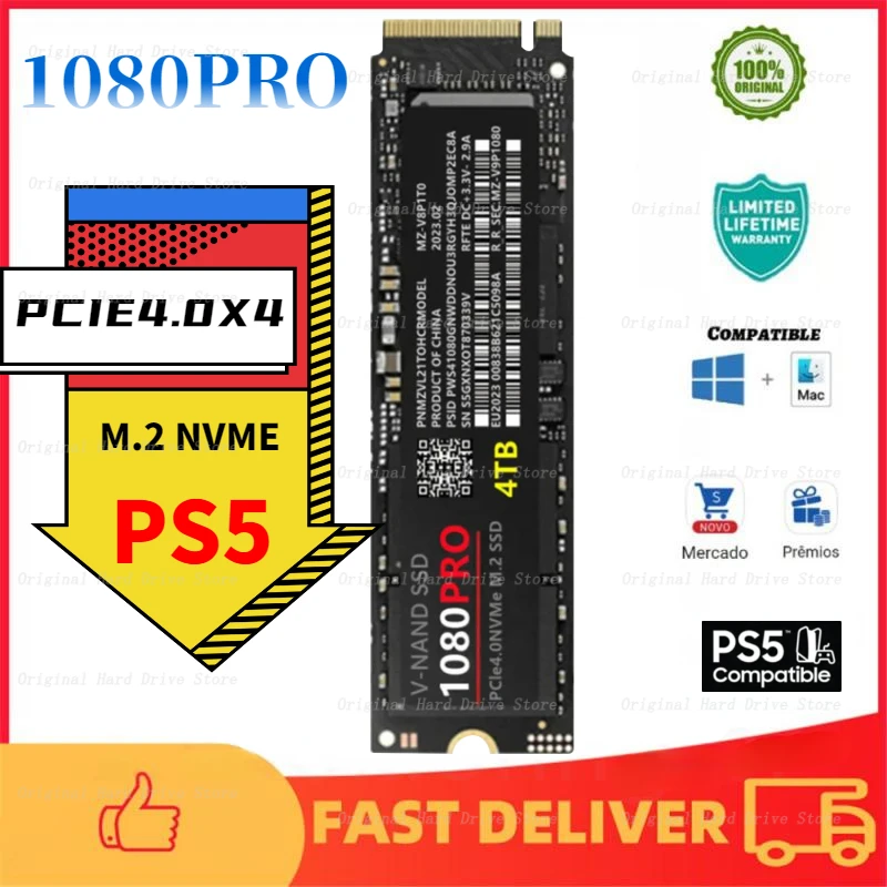 2024 Brand New Original 8TB SSD 1080 PRO M2 2280 Nvme PCIe Gen 4.0X4 2tb 4tb Internal Solid State Disk SSD HDD for Laptop/PS5/PC
2024 Brand New Original 8TB SSD 1080 PRO M2 2280 Nvme PCIe Gen 4.0X4 2tb 4tb Internal Solid State Disk SSD HDD for Laptop/PS5/PC