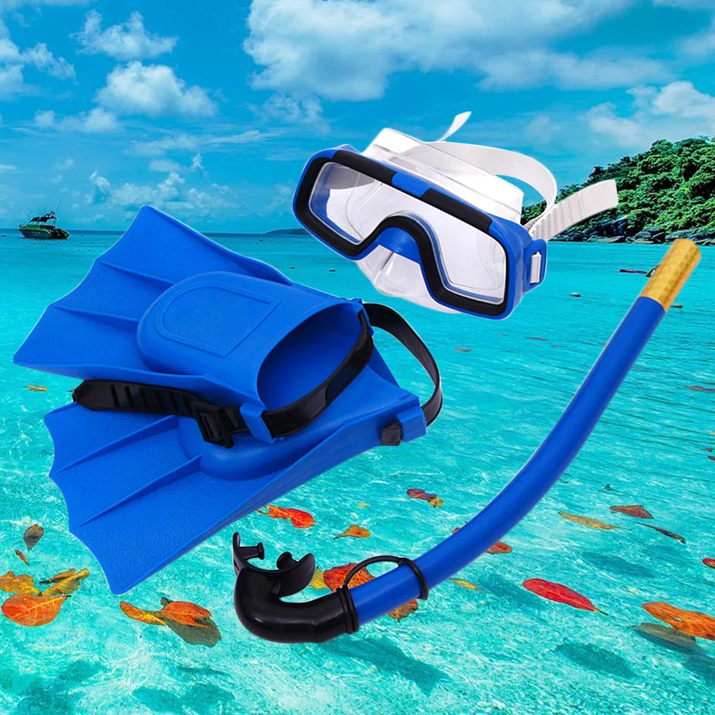 

Children Diving Glasses Scuba Snorkeling Set Outdoor Snorkel Breathing Tube Silicone Swimming Flippers Underwater Diving Mask