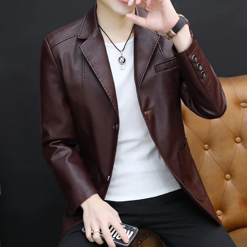 2023 New Men's Autumn Double Buckle Casual PU Leather Suit Youth Handsome Fashion Solid Color blazer
2023 New Men's Autumn Double Buckle Casual PU Leather Suit Youth Handsome Fashion Solid Color blazer