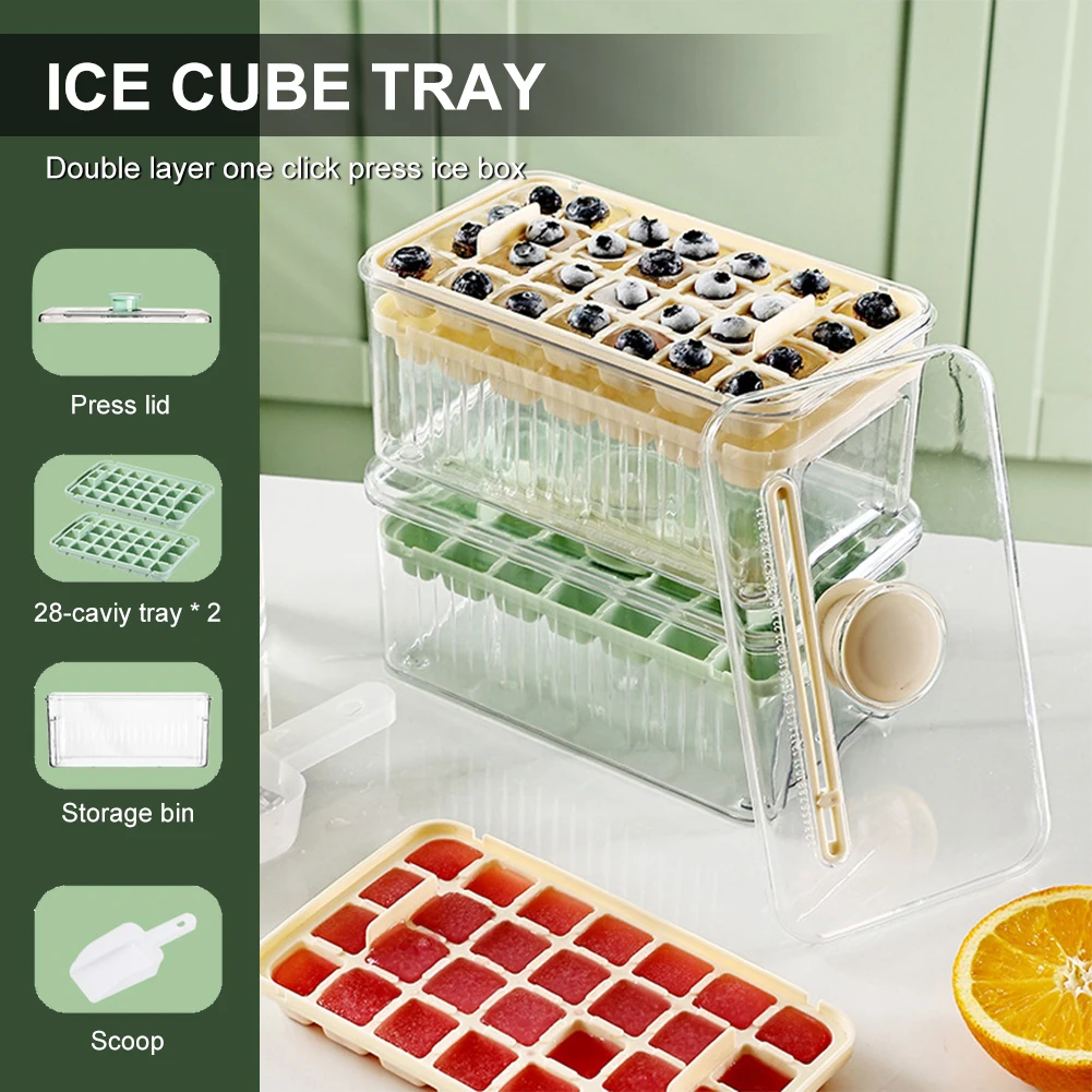 Ice Cube Tray with Lid and Bin 54 Cubes Ice Tray Easy Release Ice Cube Mold for Freezer Stackable Tray with Container
Ice Cube Tray with Lid and Bin 54 Cubes Ice Tray Easy Release Ice Cube Mold for Freezer Stackable Tray with Container