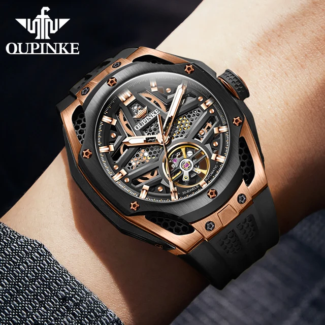 PINKE-Montre-Bracelet Mécanique existent pour Homme, Tourbillon de Luxe, Étanche, Confortable, Silicone, Saphir, Shoous Trend 2