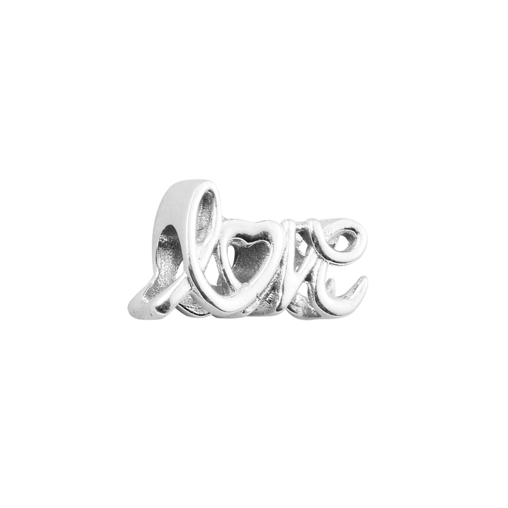 

Valentine's Handwritten Love Charm Crystals Wedding Anniversary Mother Kids 100% Real Silver Sterling Beads For Jewelry Making