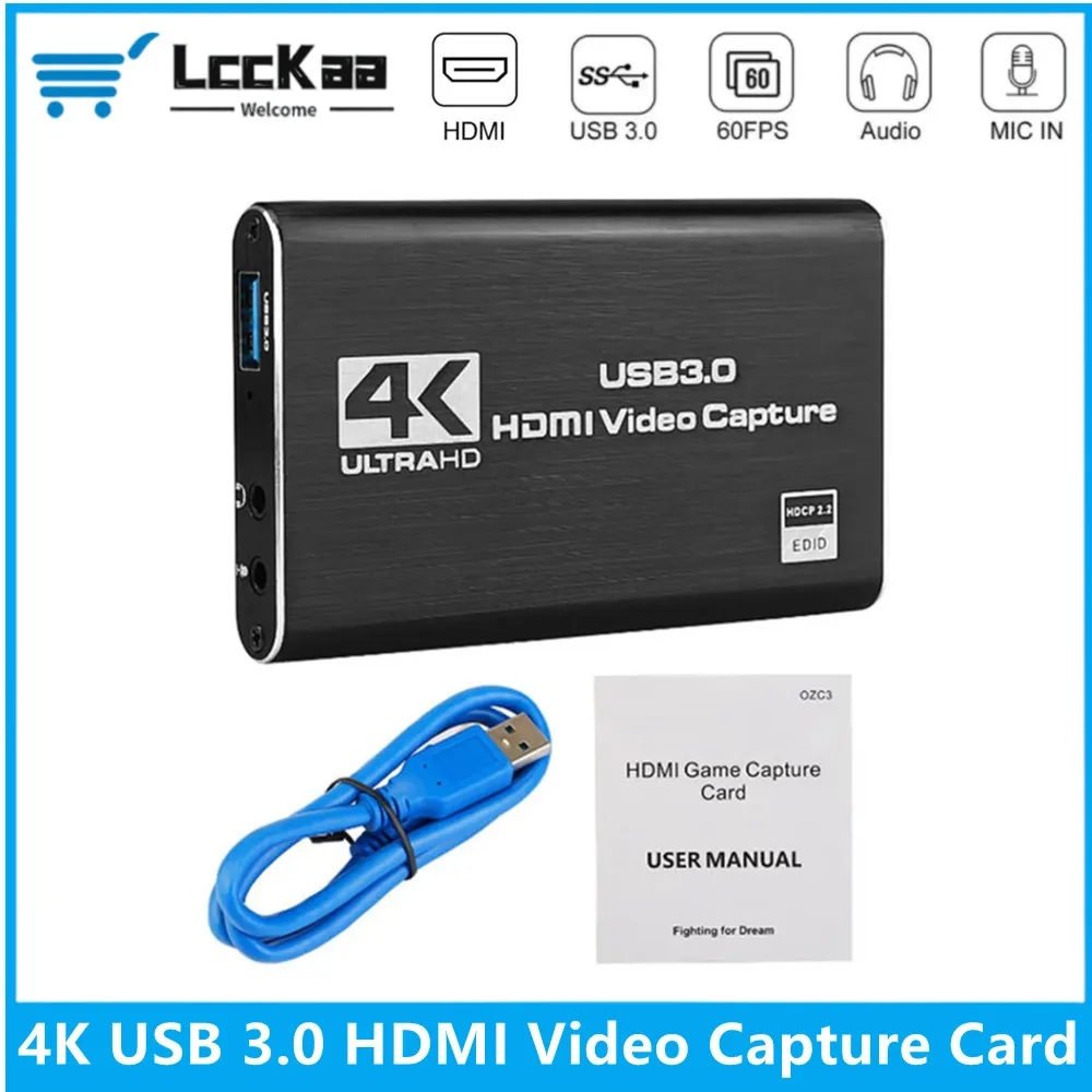 

4K USB HDMI-Compatible Video Capture Card 1080P 60Hz for Game Recording Plate Live Streaming Box USB 3.0 Grabber for PS4 Camera