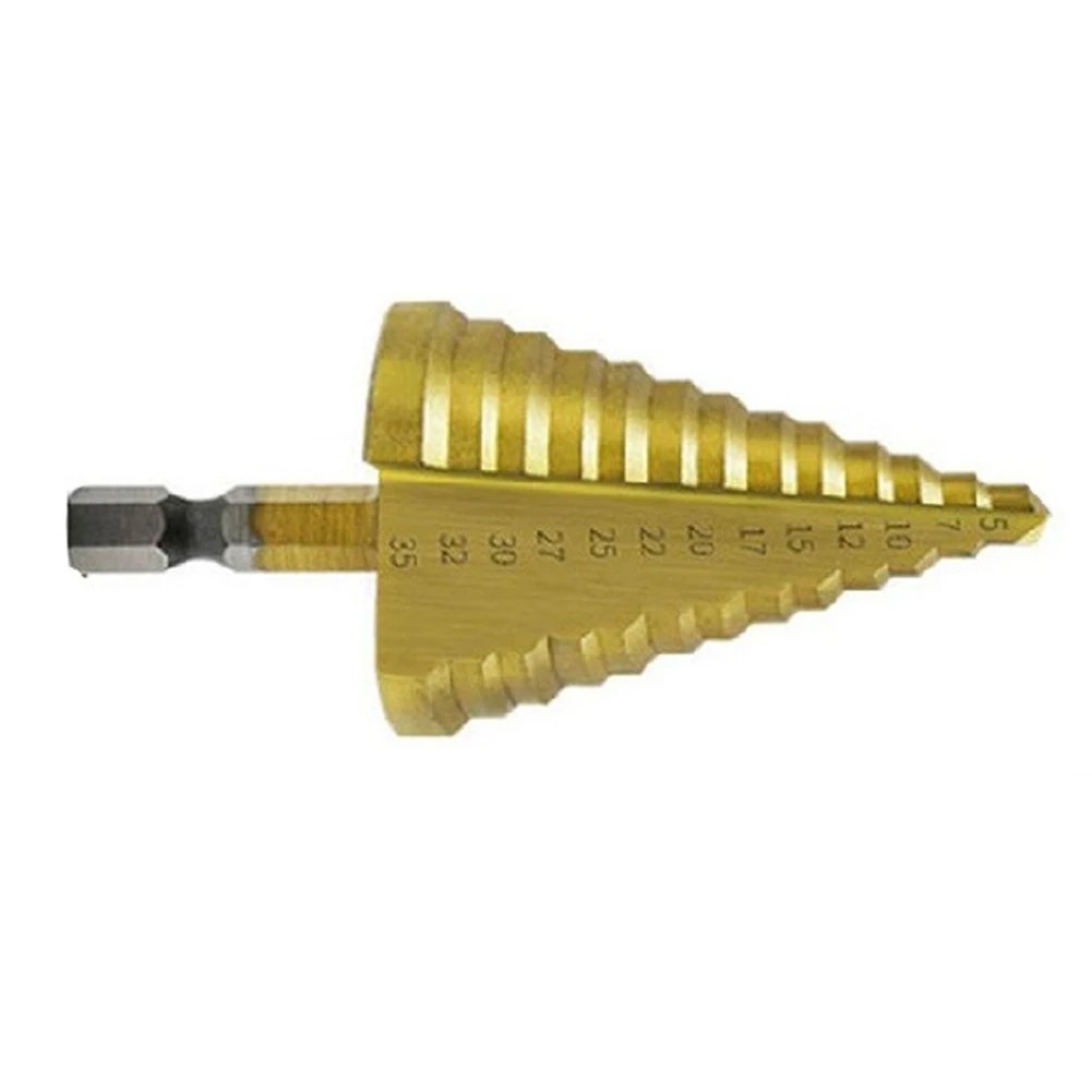 Spiral Grooved Drill Step Drill Tool Hex Handle 23x13mm Shank 35x72mm Total Size 5-35MM HSS Nitrogen Treatment
Spiral Grooved Drill Step Drill Tool Hex Handle 23x13mm Shank 35x72mm Total Size 5-35MM HSS Nitrogen Treatment