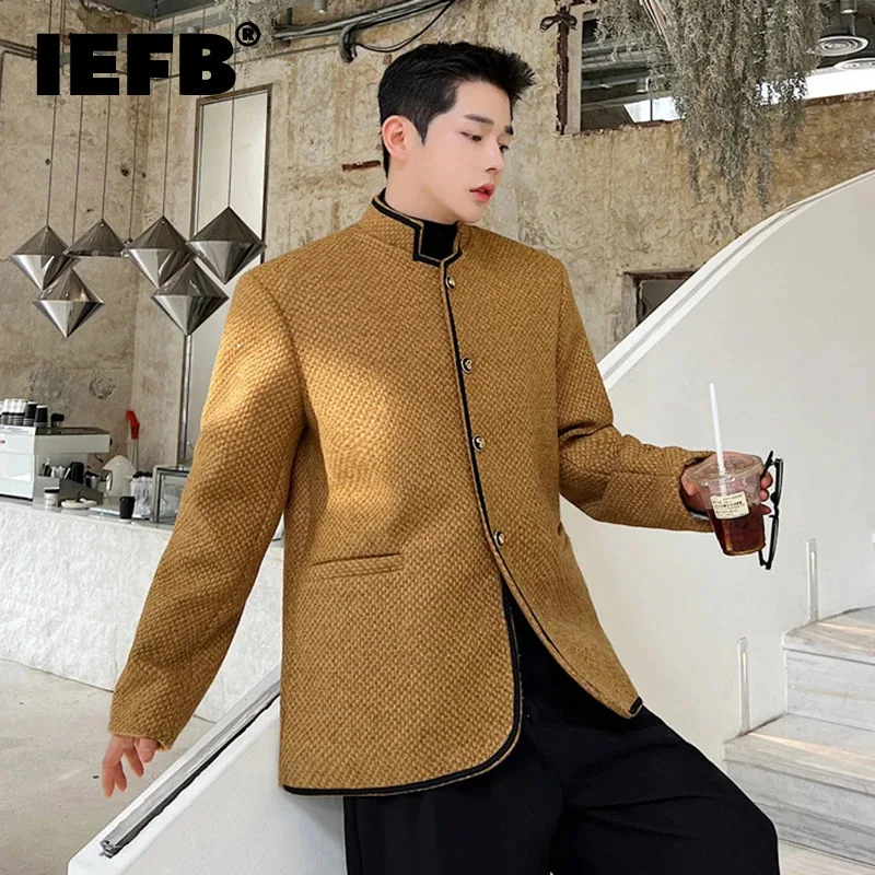 IEFB Stand Neck Jacket Men's Fashion Korean Style Elgance Outerwear Niche Design Autumn Winter New Trend Vintage Cardigan 9C3374
IEFB Stand Neck Jacket Men's Fashion Korean Style Elgance Outerwear Niche Design Autumn Winter New Trend Vintage Cardigan 9C3374