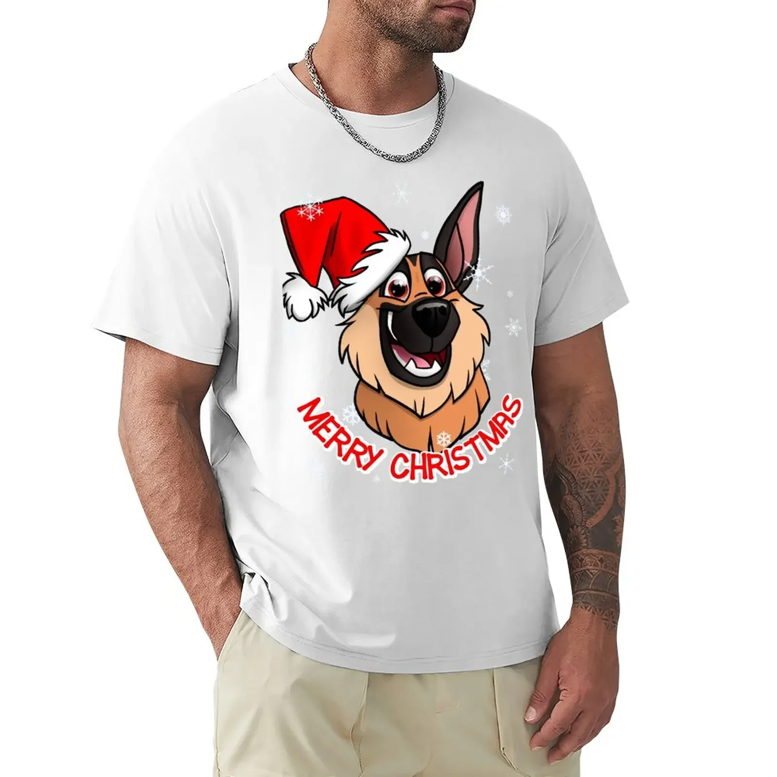 Merry Christmas German Shepherd T-Shirt summer top boys animal print vintage Men's t-shirts 
Merry Christmas German Shepherd T-Shirt summer top boys animal print vintage Men's t-shirts