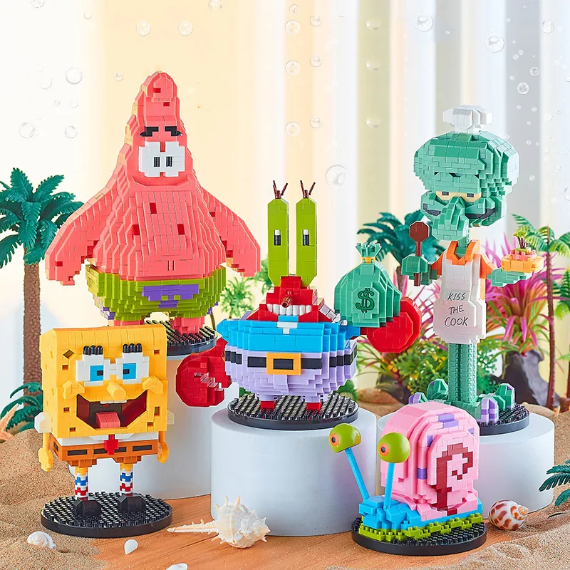 

Balody Anime SpongeBob Micro Building Blocks SquarePants Patrick Star Krabs Gary Squidward Tentacles Model Mini Brick Figure Toy