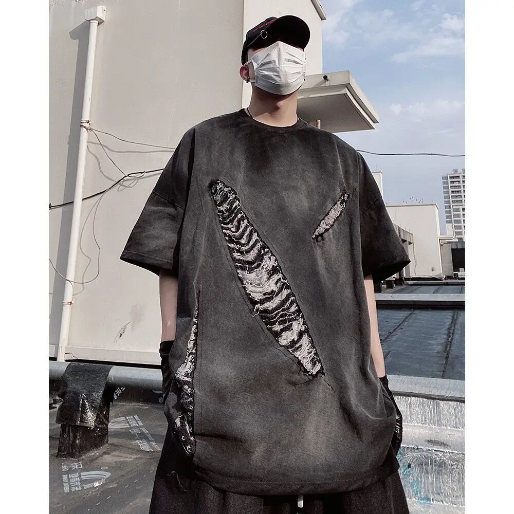 Hip Hop Oversize Washed T-Shirt Vintage Streetwear Harajuku Hole Ripped Patch T Shirt Men Summer Short Sleeve Tshirt Cotton Tops
Hip Hop Oversize Washed T-Shirt Vintage Streetwear Harajuku Hole Ripped Patch T Shirt Men Summer Short Sleeve Tshirt Cotton Tops