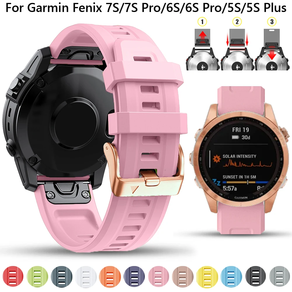 

20mm Silicone Band For Garmin Fenix 7S 6S Pro 5S Plus Strap Watchband Woman Quickfit Wirstband For Fenix 7s 6s 5s Watch Bracelet