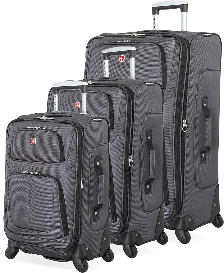 

SwissGear Sion Softside Expandable Roller Luggage, Dark Grey, 3-Piece Set (21/25/29)