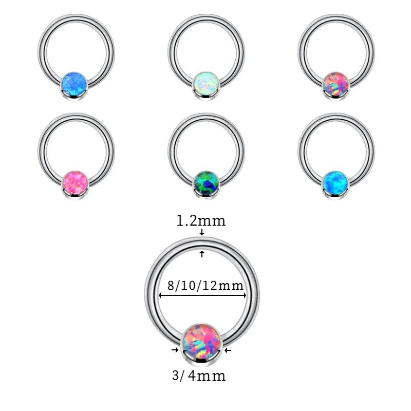 1PC G23 Titanium Opal Stone Captive Bead Rings Septum Nose Ring For Women Fashion Piercing Body Jewelry
1PC G23 Titanium Opal Stone Captive Bead Rings Septum Nose Ring For Women Fashion Piercing Body Jewelry