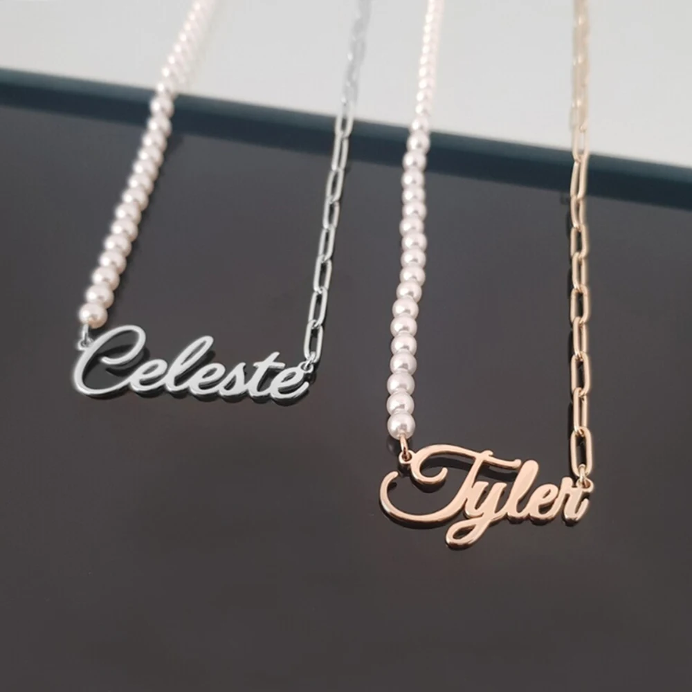 Personalized Half Pearl Half Paper Clip Name Necklace Pearl Name Pendant Paper Clip Name Jewelry, Gift for Her
Personalized Half Pearl Half Paper Clip Name Necklace Pearl Name Pendant Paper Clip Name Jewelry, Gift for Her