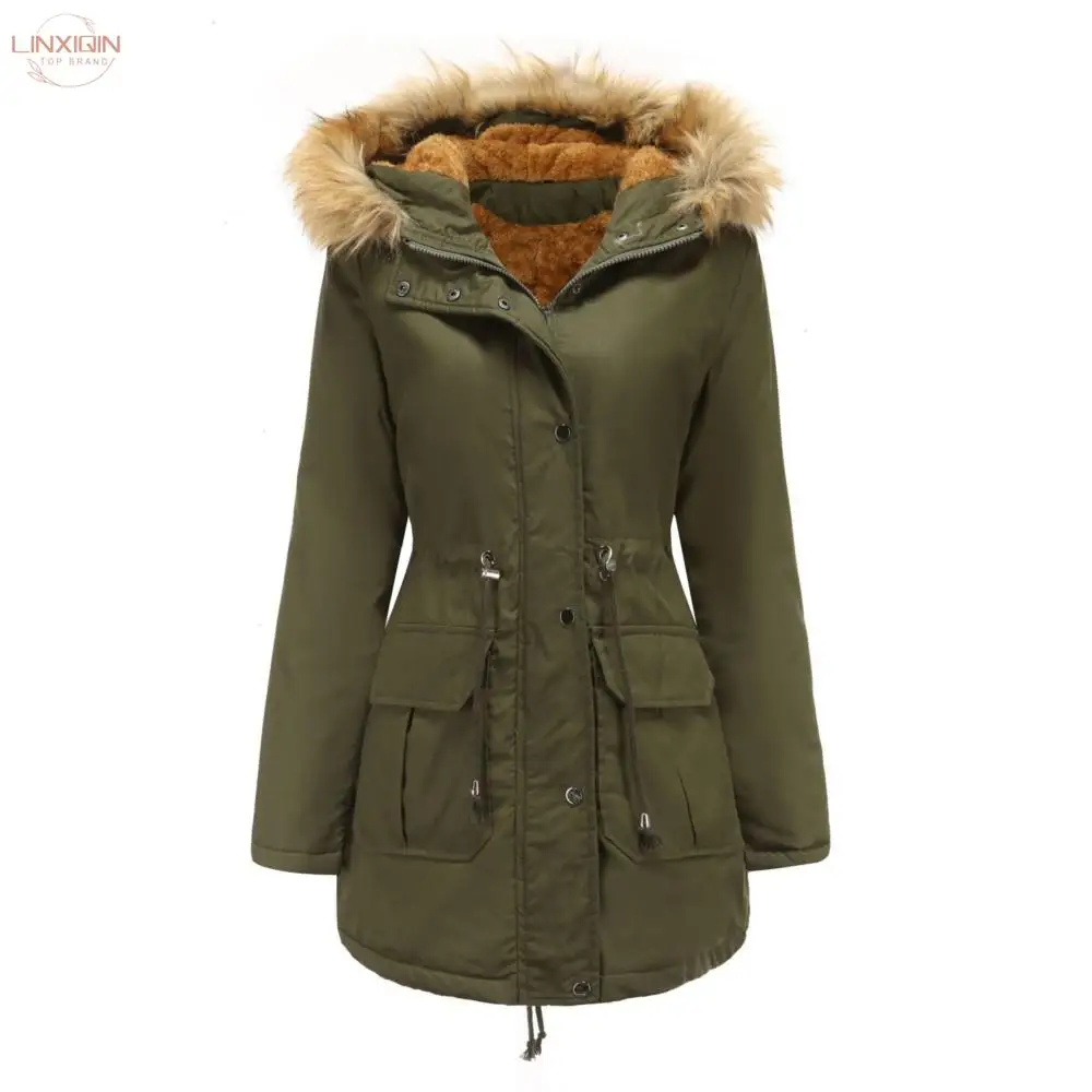 LINXIQIN European Velvet Cotton Coat with Hood and Faux Fur Collar Winter Warm Outerwear Plus Size Women's Cotton-Padded Jacket
LINXIQIN European Velvet Cotton Coat with Hood and Faux Fur Collar Winter Warm Outerwear Plus Size Women's Cotton-Padded Jacket