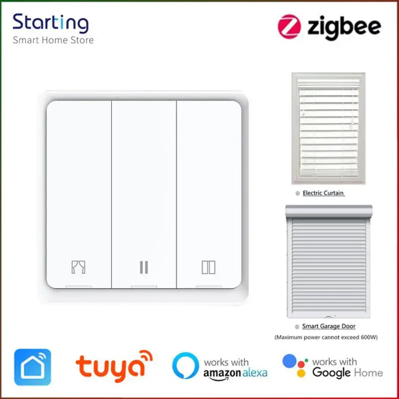 

ZigBee Tuya 86 Smart Curtain Switch Roller Blinds Shutter Switch Smart Life APP/RF Remote Control Timmer Works With Alexa Google