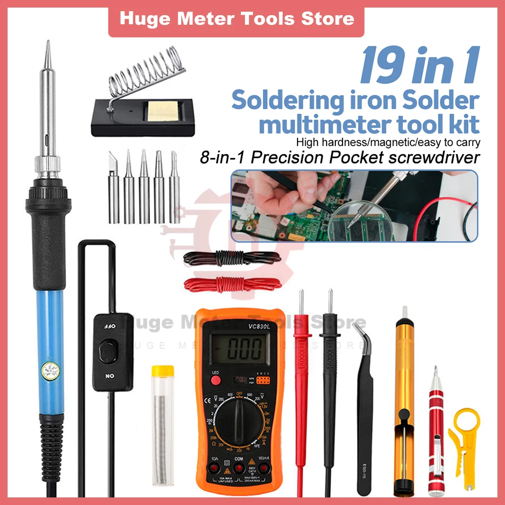 19in1 110V 220V 80W Digital Electric Soldering Iron Adjustable Temperature Soldering Iron Kit Welding Solder Repair Tools
19in1 110V 220V 80W Digital Electric Soldering Iron Adjustable Temperature Soldering Iron Kit Welding Solder Repair Tools