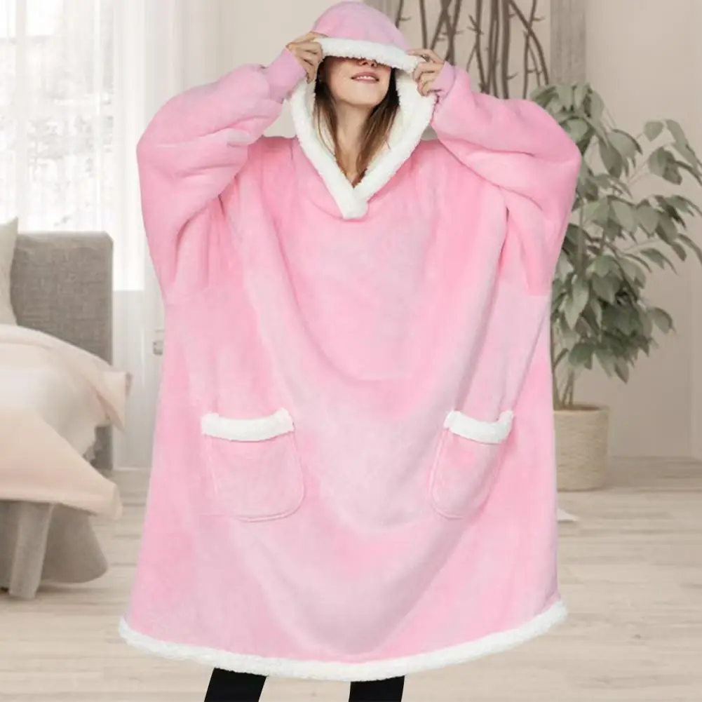 

Midi Loungewear Cozy Winter Loungewear Women's Oversized Hoodie Blanket with Super Soft Flannel Fabric Double Patch for Cold