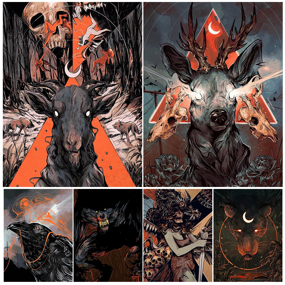 Goat,Deer,Crow,Wolf,Lion Mysterious Magic Creature Wall Art Canvas Print Surreal Fantasy Wiccan Animals Art Poster Print Decor
Goat,Deer,Crow,Wolf,Lion Mysterious Magic Creature Wall Art Canvas Print Surreal Fantasy Wiccan Animals Art Poster Print Decor