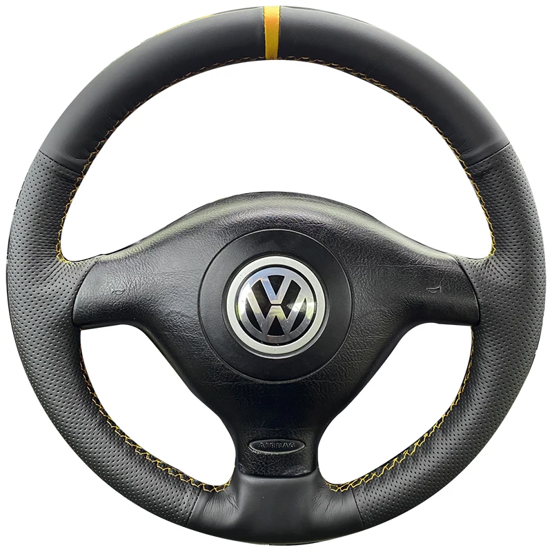 Hand-stitched Black genuine Leather Car Steering Wheel Cover for Volkswagen Golf 4 Passat B5 1996-2003 Seat Leon Polo 1999-2002
Hand-stitched Black genuine Leather Car Steering Wheel Cover for Volkswagen Golf 4 Passat B5 1996-2003 Seat Leon Polo 1999-2002