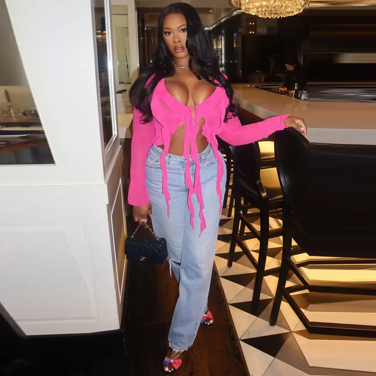 Solid Ruffles Lace Up Ribbons Crop Top Women Autumn Sexy Deep V Low Cut Long Flare Sleeve All Match Shirts Club Party Streetwear
Solid Ruffles Lace Up Ribbons Crop Top Women Autumn Sexy Deep V Low Cut Long Flare Sleeve All Match Shirts Club Party Streetwear
