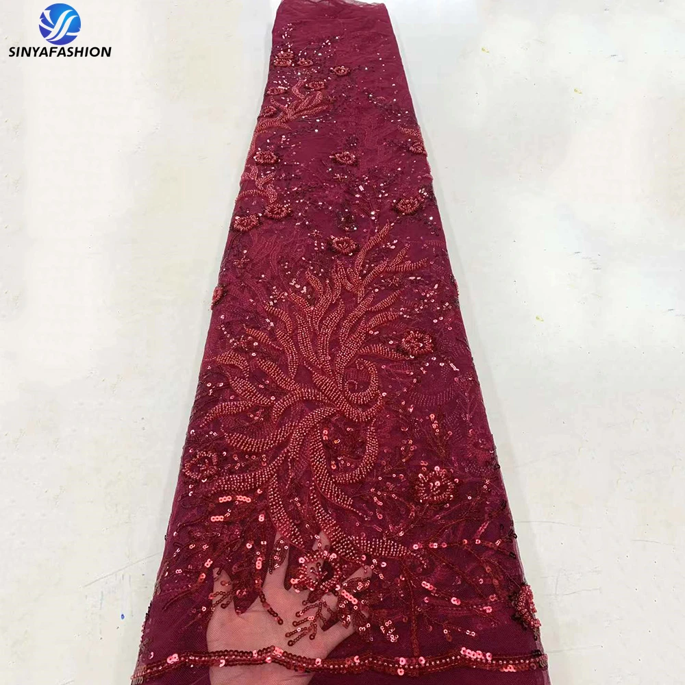 Sinya Burgundy Wine African Luxury 3D Sequins Lace Fabric 2023 High Quality Nigerian Beaded Bridal Wedding Lace For Women Dress
Sinya Burgundy Wine African Luxury 3D Sequins Lace Fabric 2023 High Quality Nigerian Beaded Bridal Wedding Lace For Women Dress