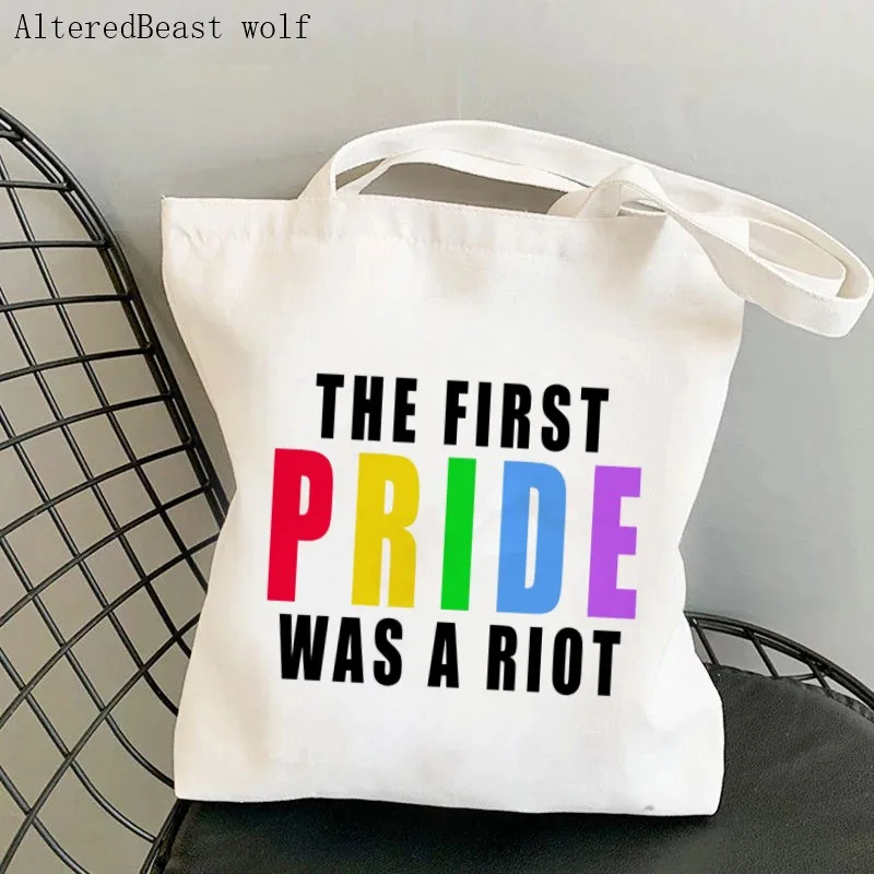 Women Shopper The First Pride Was a Riot Harajuku women Shopping Bag Canvas Shopper Bag girl handbag Tote Bag Shoulder Lady Bag
Women Shopper The First Pride Was a Riot Harajuku women Shopping Bag Canvas Shopper Bag girl handbag Tote Bag Shoulder Lady Bag