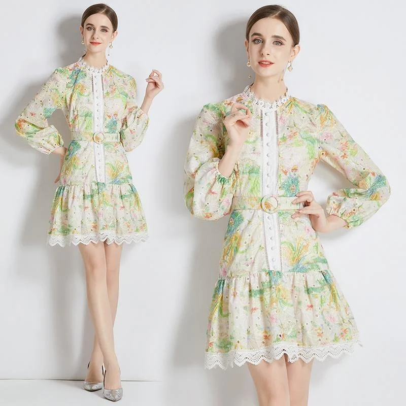 Trendy New Occident Female Yellow Flower Pattern Autumn Full Sleeve Dresses Lace Up Bodycon Mini Graceful Embriodery Vestidos
Trendy New Occident Female Yellow Flower Pattern Autumn Full Sleeve Dresses Lace Up Bodycon Mini Graceful Embriodery Vestidos