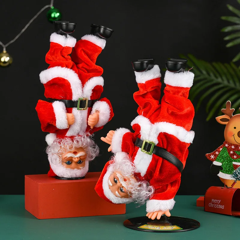 

Merry Christmas Surprise Gift for Kids Cute Santa Claus Handstand Dancing Singing Electric Toy Plush Doll Party Home Decoration