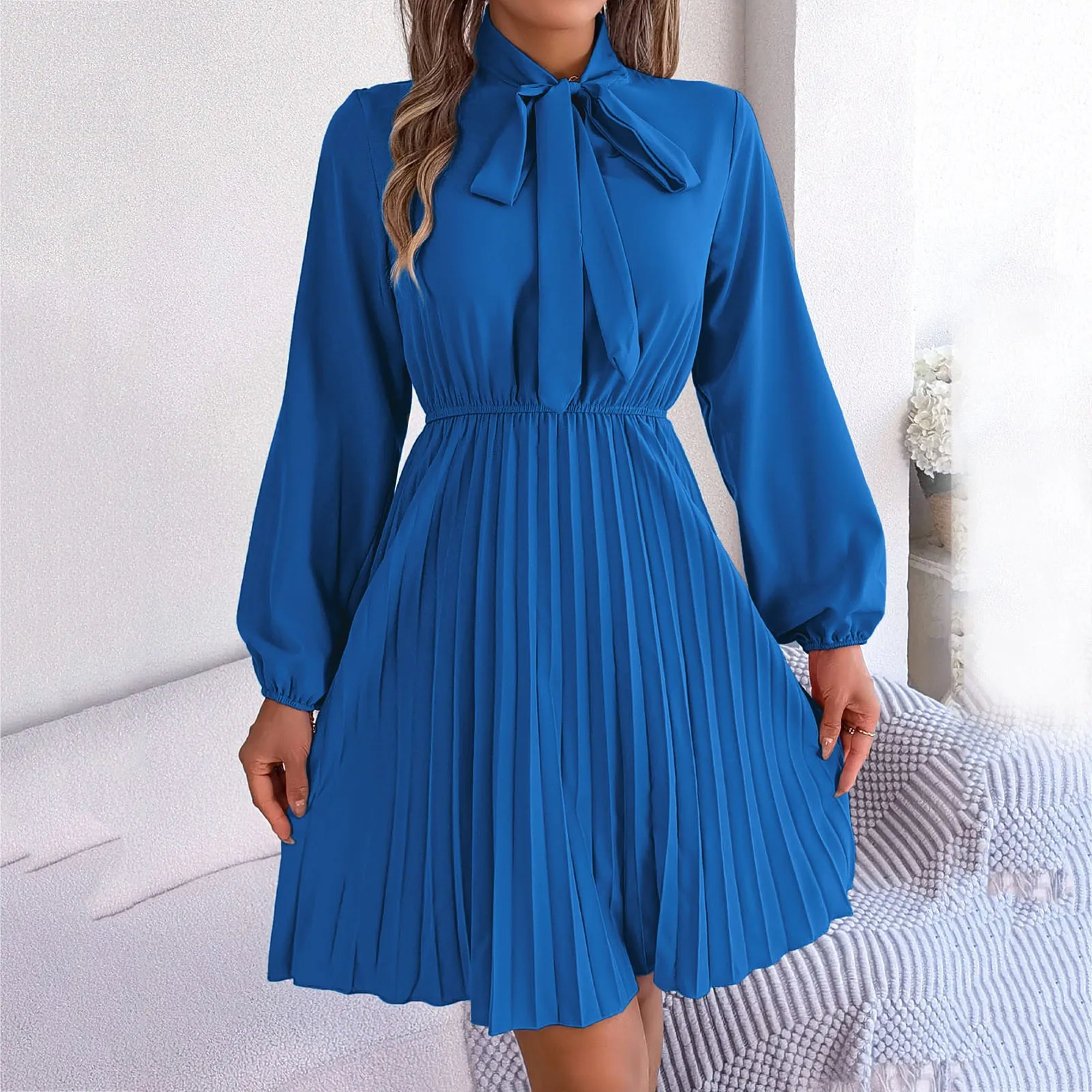 2023 Autumn Winter Women Temperament Tie Waist Long Sleeve Pleated Dress Solid Color High Waist Lace Up Dress Office Streetwear
2023 Autumn Winter Women Temperament Tie Waist Long Sleeve Pleated Dress Solid Color High Waist Lace Up Dress Office Streetwear