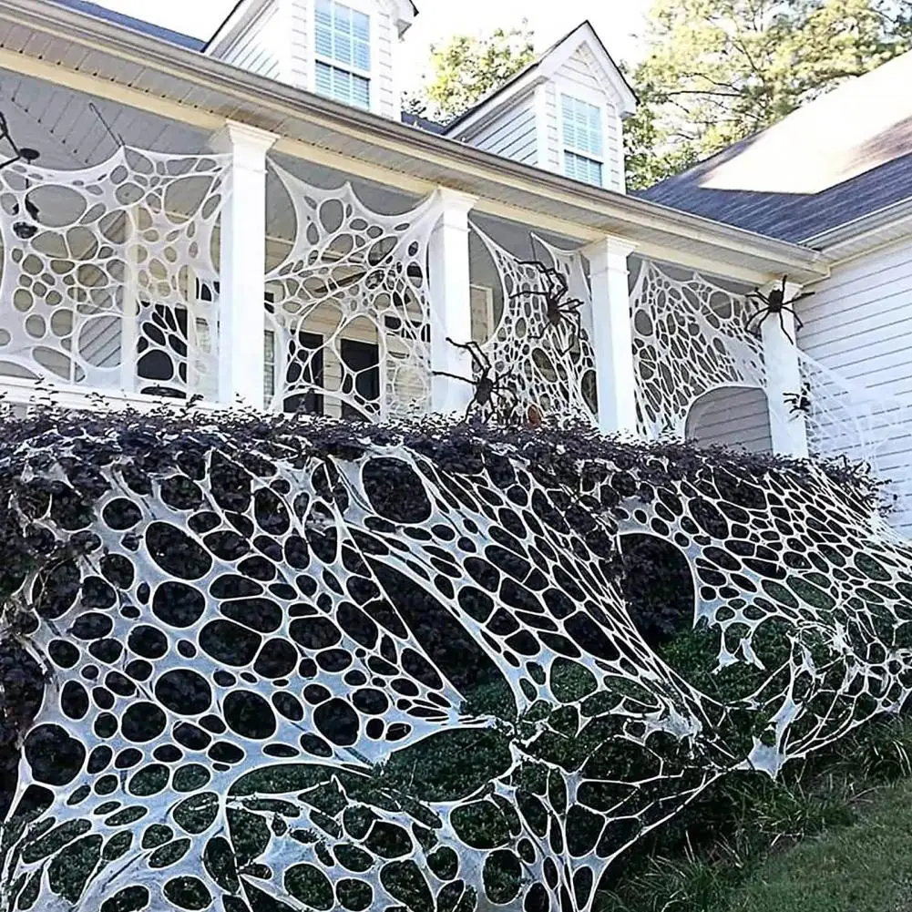

Spider Web with Different Hole Sizes Spider Web for Haunted House Spooky Diy Halloween Decor Reusable Stretchy for Outdoor