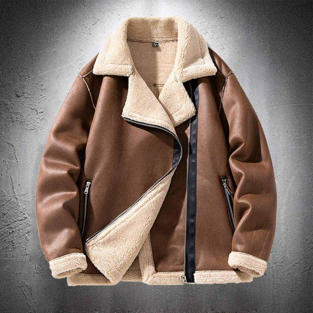 Suede Leather Jackets Men Winter Motorcycle Punk Style Streetwear Fur Lined Thick Warm Coats
Suede Leather Jackets Men Winter Motorcycle Punk Style Streetwear Fur Lined Thick Warm Coats