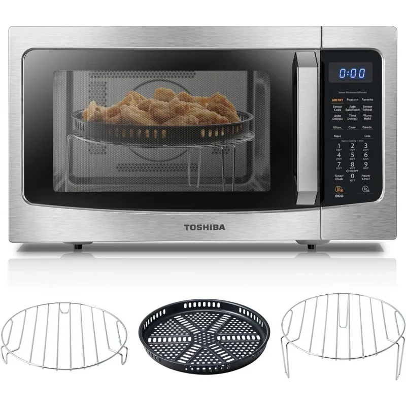 

TOSHIBA 4-in-1 ML-EC42P(SS) Countertop Microwave Oven, Smart Sensor, Convection, Air Fryer Combo, Mute Function, Position Memory