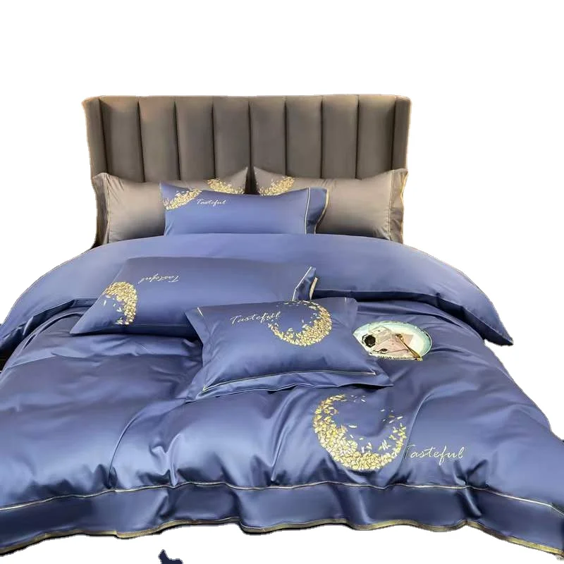Korean 100 thread count cotton four piece simple embroidery quilt cover bed sheet four seasons bedding
Korean 100 thread count cotton four piece simple embroidery quilt cover bed sheet four seasons bedding