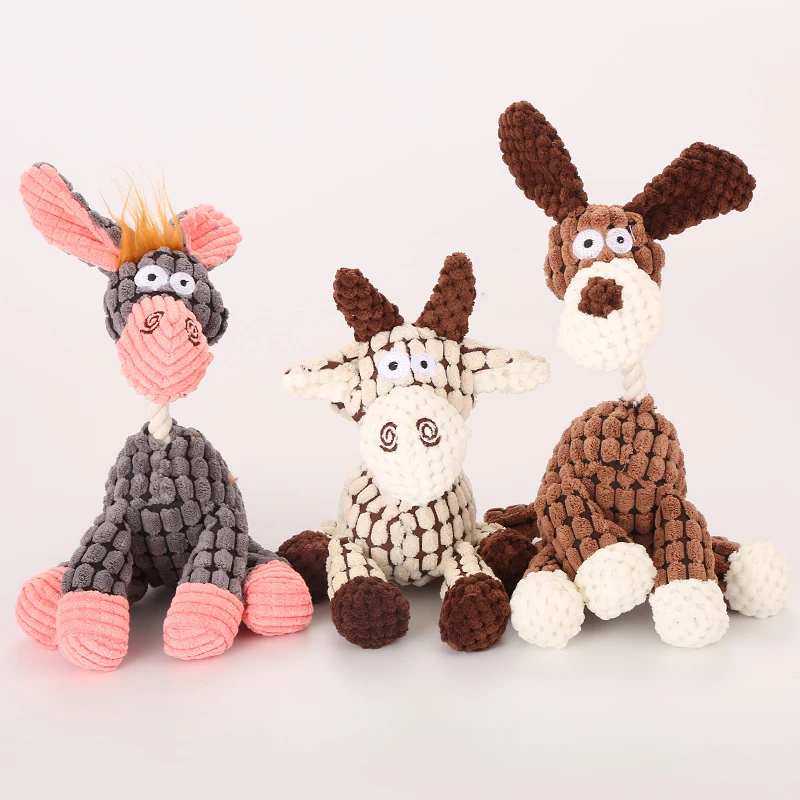 Sounding Dog Toy Donkey Shape Corduroy Chew Toy Cartoon Squeak Sounding Plush Training Interactive Squeaky Plush Bone Molar Toy
Sounding Dog Toy Donkey Shape Corduroy Chew Toy Cartoon Squeak Sounding Plush Training Interactive Squeaky Plush Bone Molar Toy