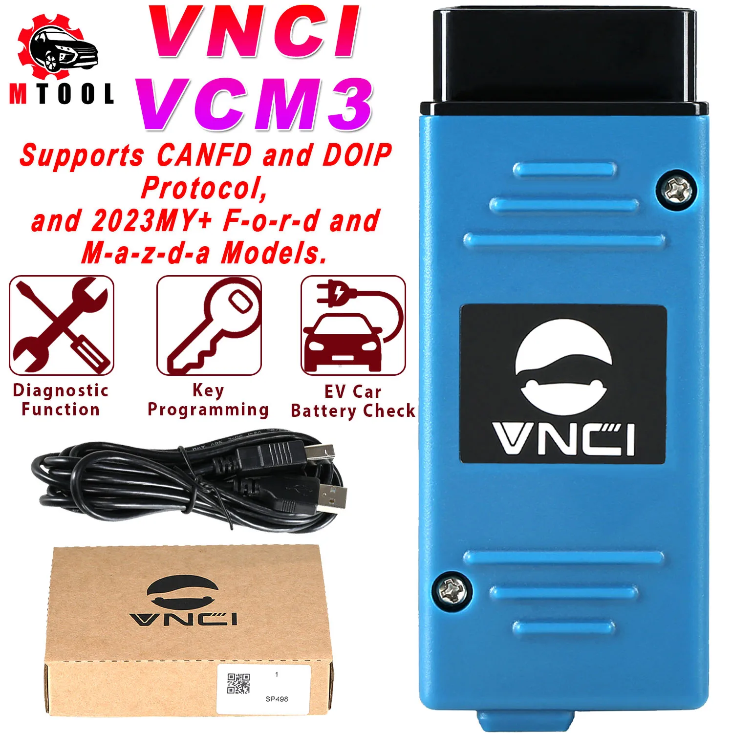 

VNCI VCM3 Car Diagnostic Scanner Support CAN FD DOIP DIOP WIFI For Mazda for Ford MDI2 from 1996 to 2023 EV Car Battery Check