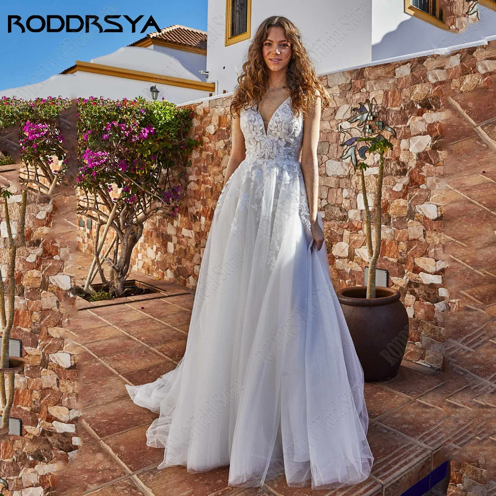 RODDRSYA Boho Wedding Dress 2024 Sleeveless Double V-Neck Applique Civil Bride Gowns Custom Made A-Line Tulle robe de mariée
RODDRSYA Boho Wedding Dress 2024 Sleeveless Double V-Neck Applique Civil Bride Gowns Custom Made A-Line Tulle robe de mariée