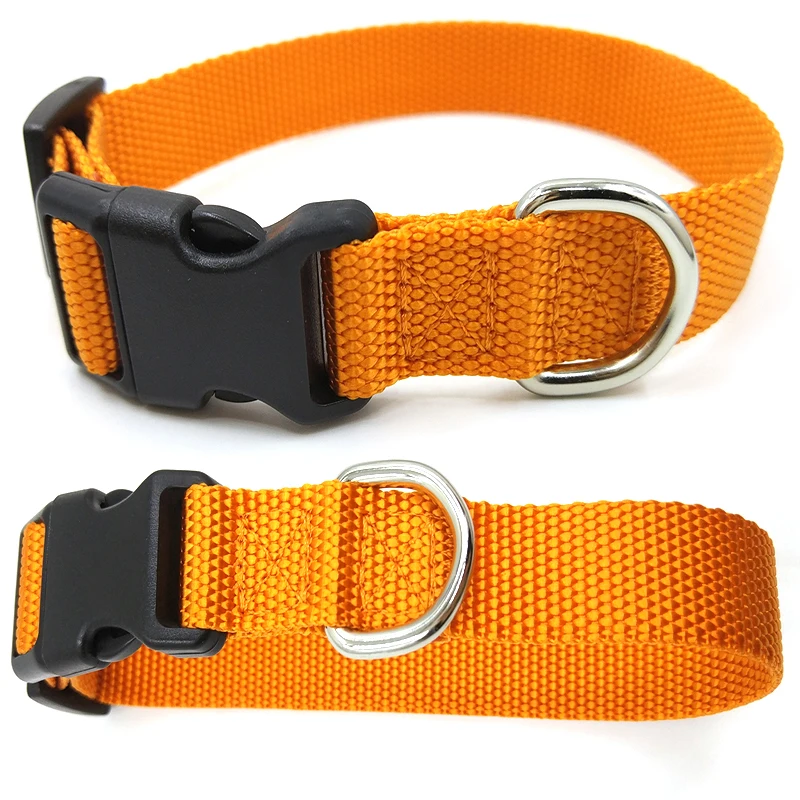 

Pet Dog Collar Leash Harness Buckle Match Leash Nylon Basic Classic Collar Solid dog collar with Quick release buckle