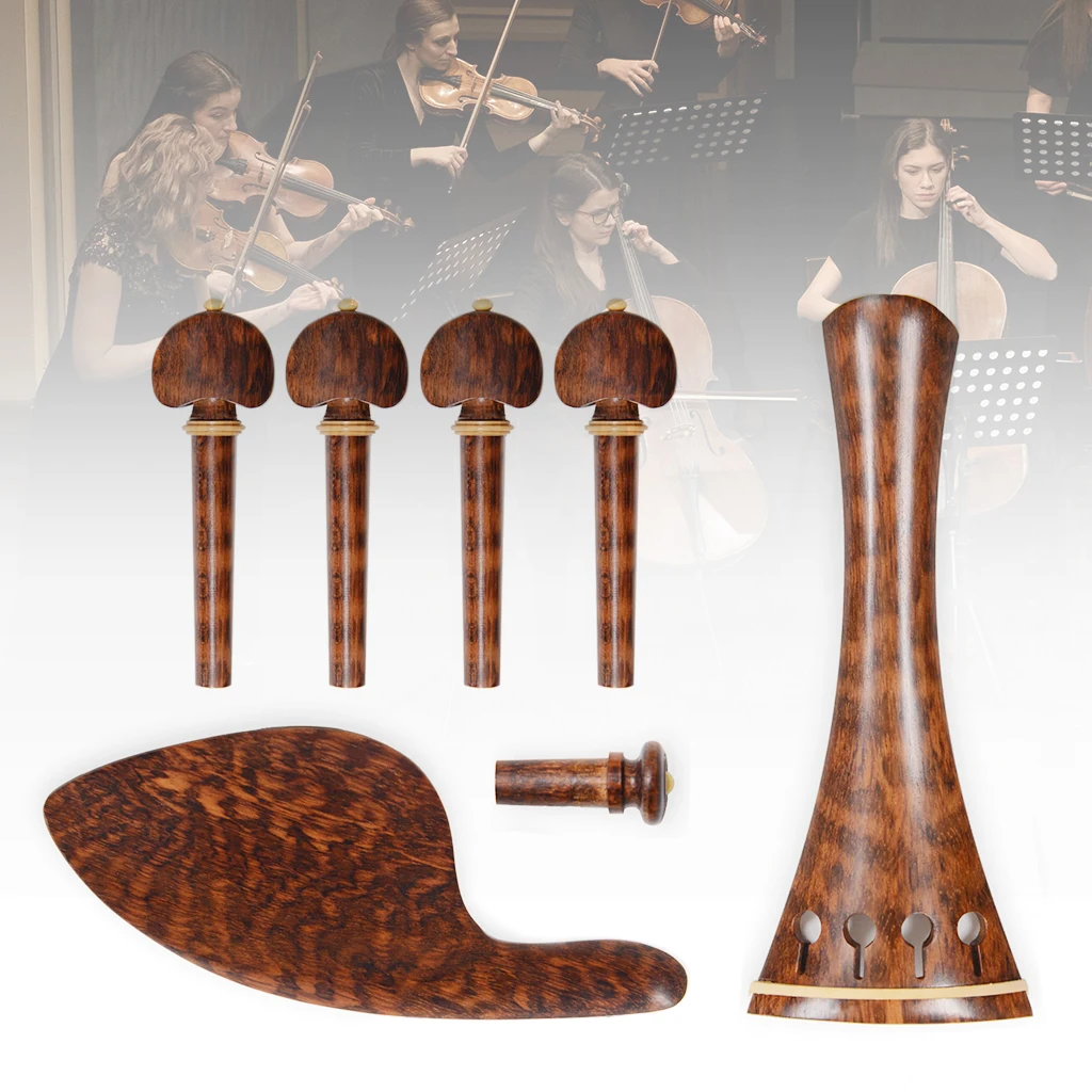 

High Quality Handmade Snakewood Violin Fittings 4/4 Violin Parts Accessorie Fiddle Violin Peg Tailpiece Chinrest With 4PCS Pegs