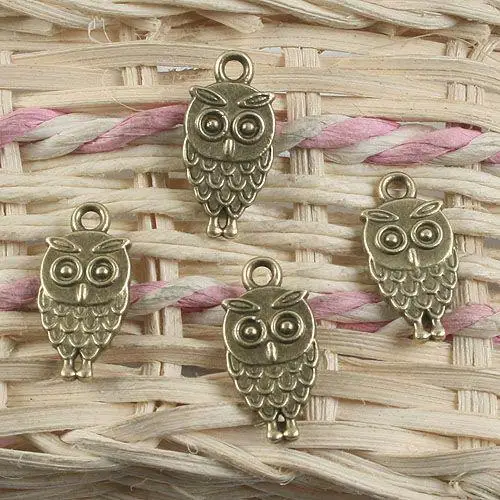 

15pcs 18.6X9mm,Hole:1.5mm bronze tone owl design pendant charm G927