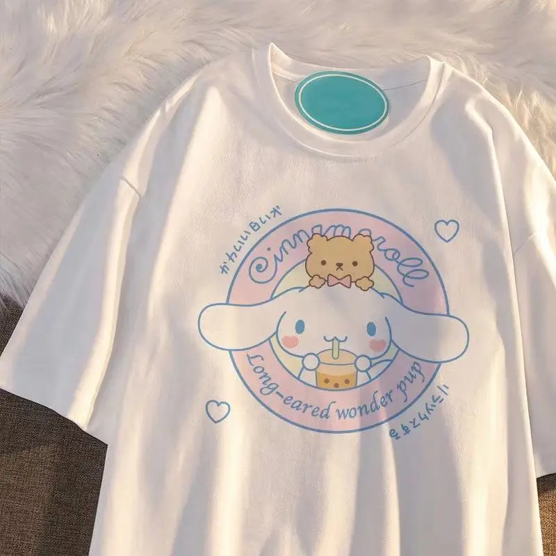 Футболка Sanrio Cinnamoroll с коротким рукавом для девочек, милые детские топы из аниме, летняя Милая мультяшная одежда, модный подарок для девочек
Футболка Sanrio Cinnamoroll с коротким рукавом для девочек, милые детские топы из аниме, летняя Милая мультяшная одежда, модный подарок для девочек