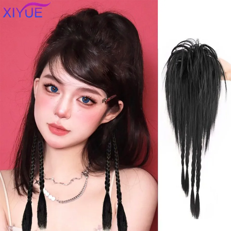 

XIYUE Boxing braid wig waterfall ponytail female grab clip straight ponytail without falling feeling half tied ponytail braid