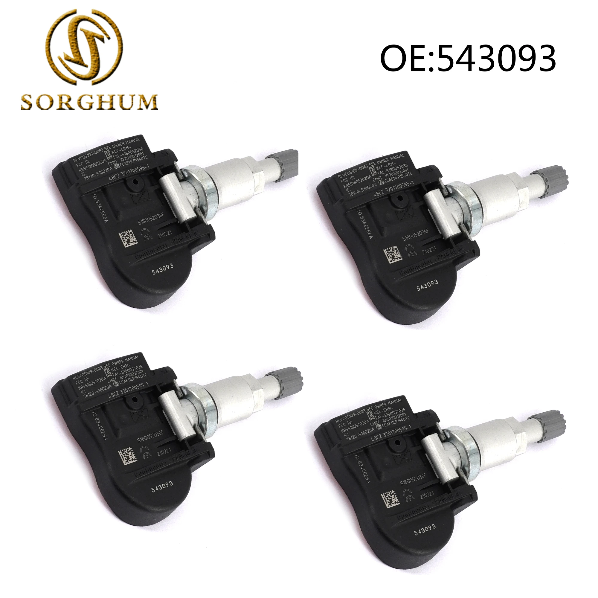

SORGHUM 4 PCS TPMS Tire Pressure Monitor Sensor For Citroen C4 C5 C6 C8 For Peugeot 508 607 543093 5430T4 9673198580 9656822980