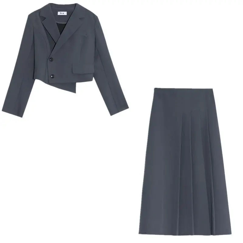 Women's Autumn Winter Plus Size Vintage Casual Short Irregular Blazer Skirt Set Commuter Solid Color Pleated
Women's Autumn Winter Plus Size Vintage Casual Short Irregular Blazer Skirt Set Commuter Solid Color Pleated