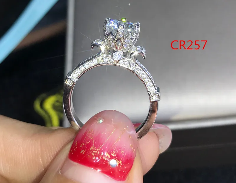 

Clearance CR257 Luxury jewelry Sterling Silver 925 1 carat SONA simulated Gem halo engagement rings for women,Wedding rings