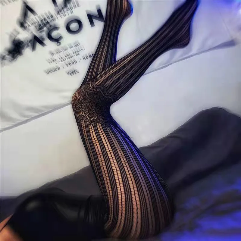 

Fashion Hollow Out Women's Sexy Fishnet Stockings Black Lace Jacquard Hot Slim Lolita Hottie Pantyhose Thin Nylon Tights